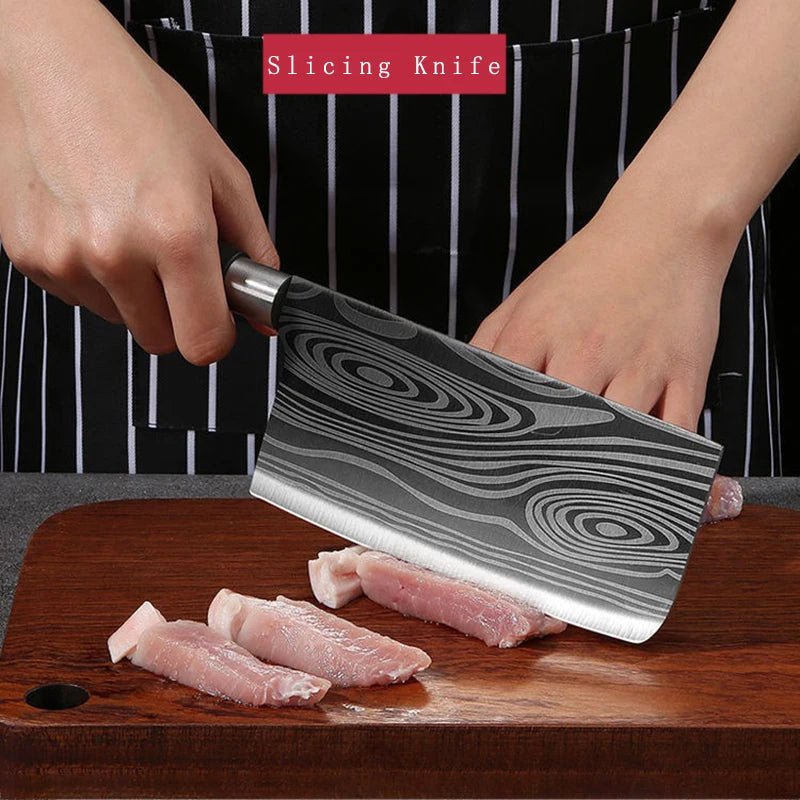 Conjunto de facas de cozinha utilitárias com padrão de damasco a laser, conjunto de hastes de afiação de tesouras, faca de chef afiada de aço inoxidável, ferramenta de cozinha.