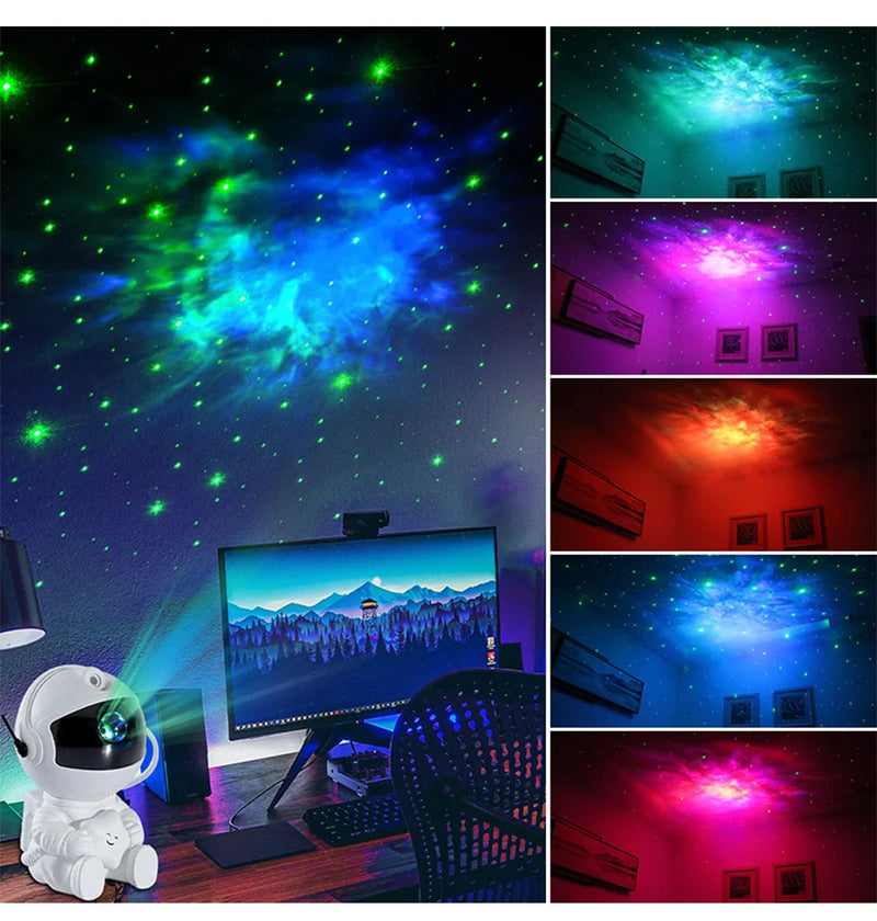 Projetor de luz 2025, céu estrelado, aurora, astronauta, espaço, projetor, nebulosa, teto, quarto, decoração de casa, presente infantil.