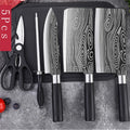 Conjunto de facas de cozinha utilitárias com padrão de damasco a laser, conjunto de hastes de afiação de tesouras, faca de chef afiada de aço inoxidável, ferramenta de cozinha. - Nuvetzi.