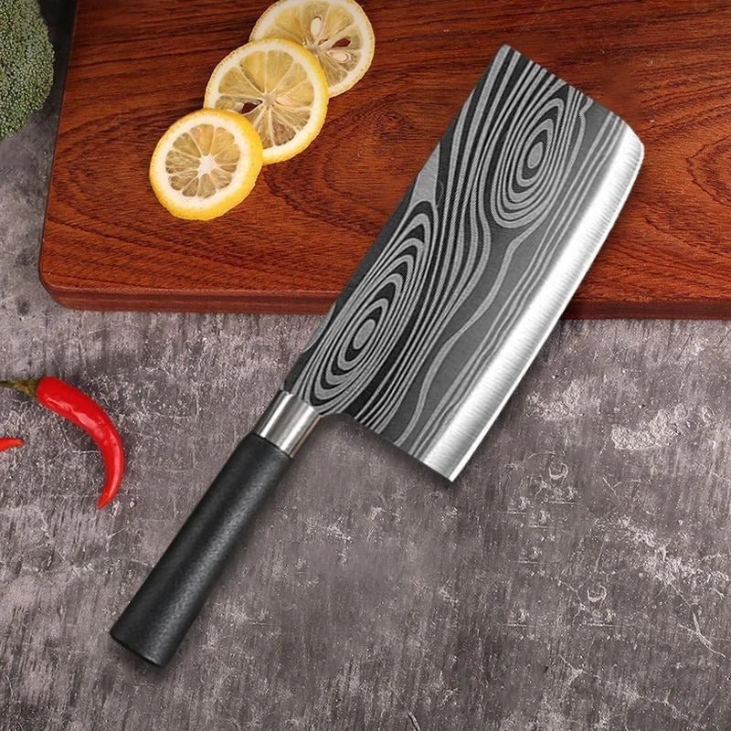 Conjunto de facas de cozinha utilitárias com padrão de damasco a laser, conjunto de hastes de afiação de tesouras, faca de chef afiada de aço inoxidável, ferramenta de cozinha. - Nuvetzi.