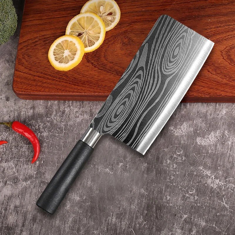 Conjunto de facas de cozinha utilitárias com padrão de damasco a laser, conjunto de hastes de afiação de tesouras, faca de chef afiada de aço inoxidável, ferramenta de cozinha. - Nuvetzi.