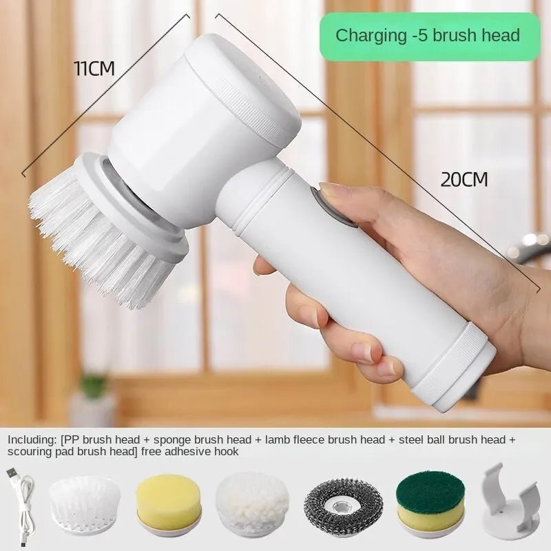 Escova de limpeza elétrica multifuncional para cozinha e banheiro - Esfregão elétrico portátil sem fio para pratos, panelas e frigideiras - Nuvetzi.