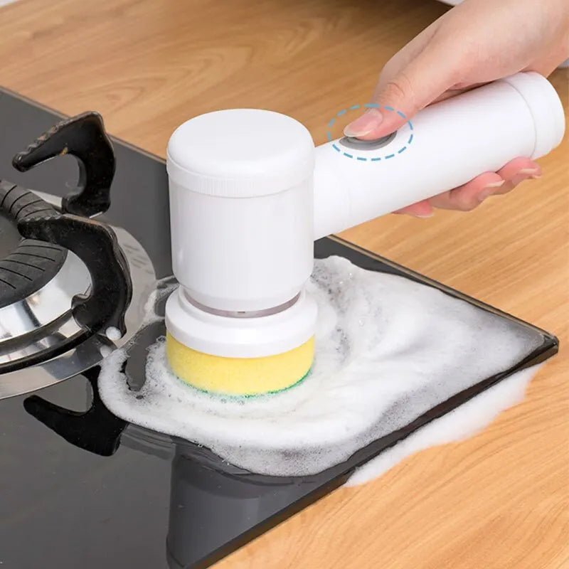 Escova de limpeza elétrica multifuncional para cozinha e banheiro - Esfregão elétrico portátil sem fio para pratos, panelas e frigideiras - Nuvetzi.
