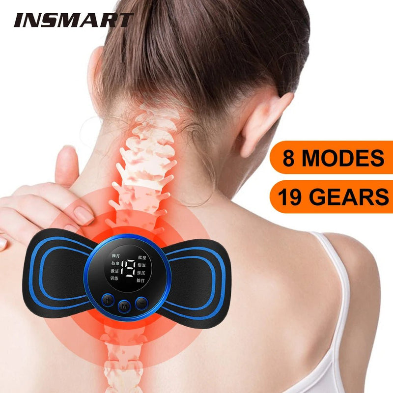 Mini massageador de pescoço, estimulador muscular elétrico, adesivos para massagem cervical, almofadas de massagem com controle remoto para a saúde do corpo e das costas - Nuvetzi.