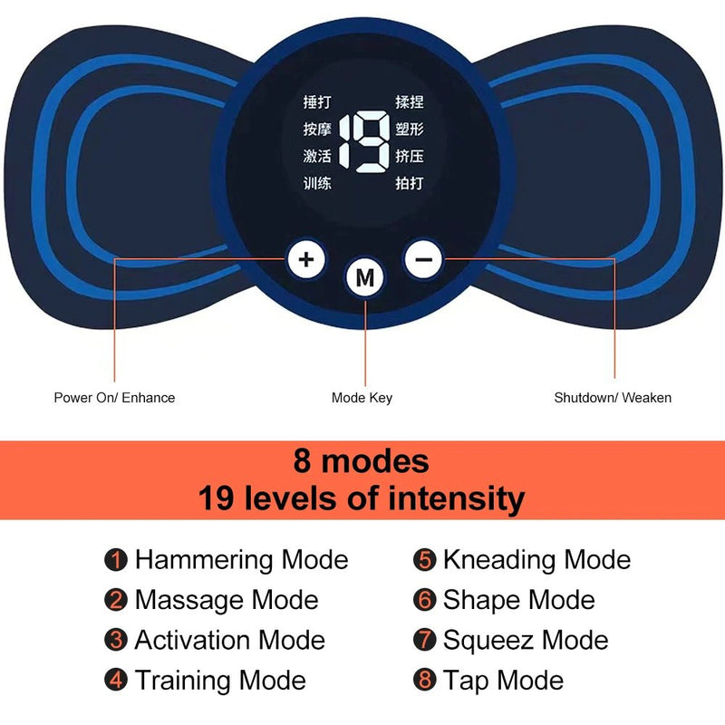 Mini massageador de pescoço, estimulador muscular elétrico, adesivos para massagem cervical, almofadas de massagem com controle remoto para a saúde do corpo e das costas - Nuvetzi.