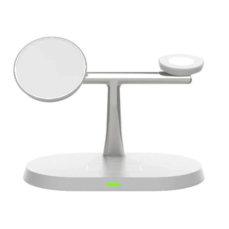 Suporte magnético sem fio 3 em 1 de 100 W para carregador Magsafe iPhone 16, 15, 14, 13, 12, Apple Watch 8, 7 e AirPods Pro, estação de carregamento rápido - Nuvetzi.
